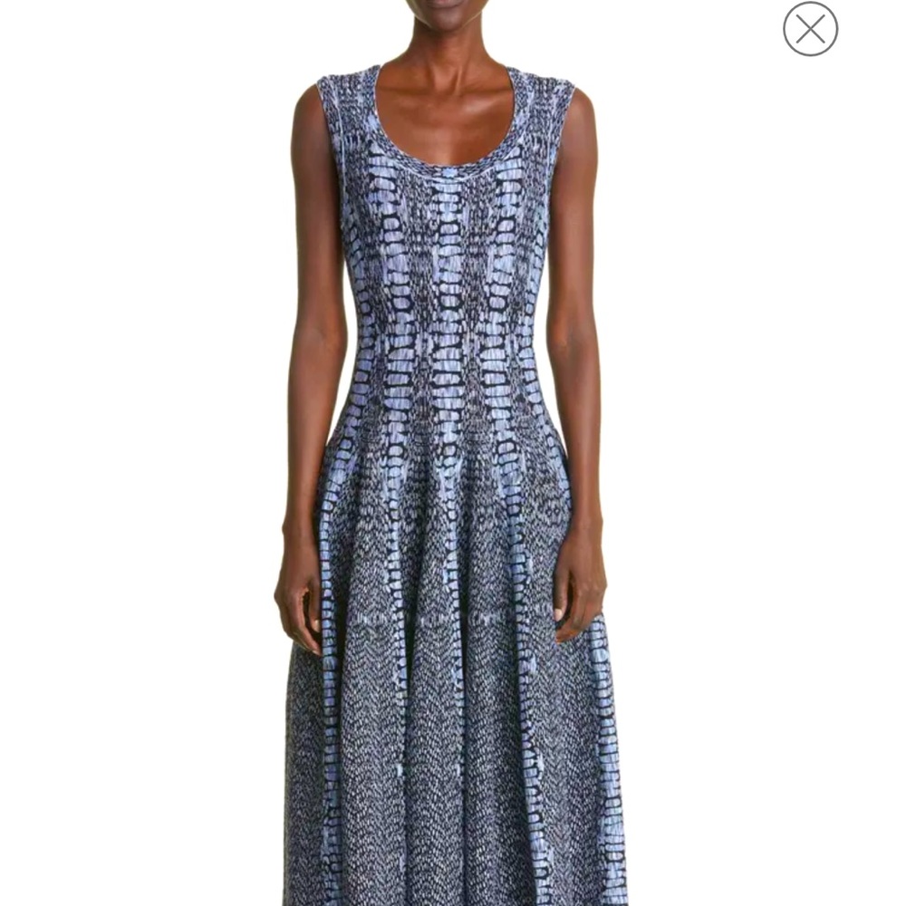 ALAIA PYTHON SLEEVELESS KNIT DRESS, size 4, blue
